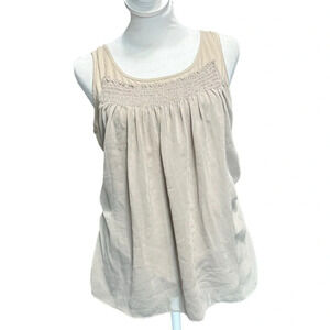 New York and Company Stretch women's size medium short sleeve blouse, beige